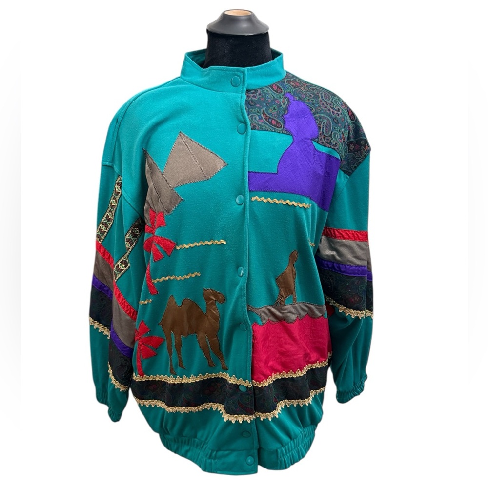 Vtg 1990 Rafael Egyptian Patchwork Jacket - image 3